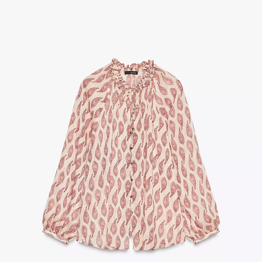 Zara Printed Shirt with Metallic Thread